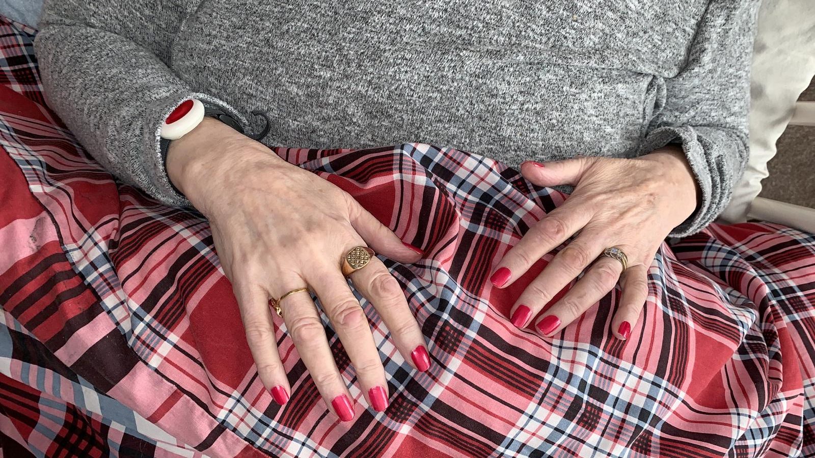 A clients' nails after being painted by one of our carers